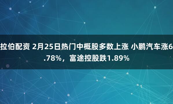拉伯配资 2月25日热门中概股多数上涨 小鹏汽车涨6.78%，富途控股跌1.89%