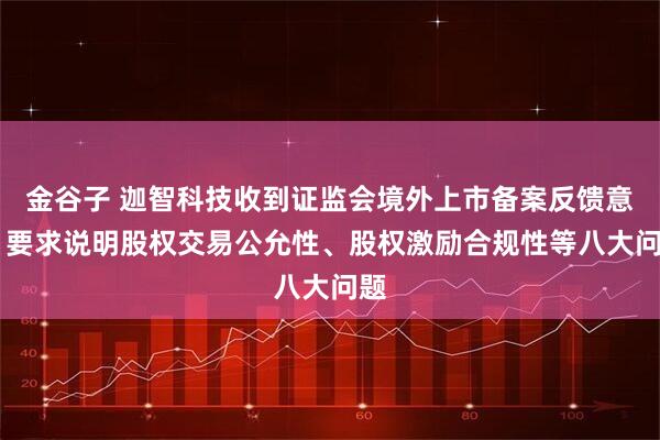 金谷子 迦智科技收到证监会境外上市备案反馈意见 要求说明股权交易公允性、股权激励合规性等八大问题