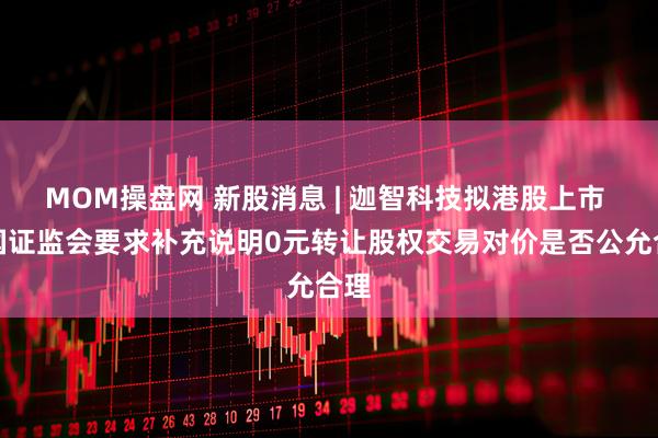 MOM操盘网 新股消息 | 迦智科技拟港股上市 中国证监会要求补充说明0元转让股权交易对价是否公允合理