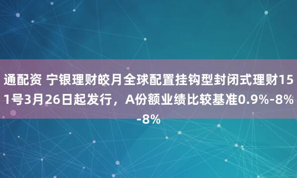 通配资 宁银理财皎月全球配置挂钩型封闭式理财151号3月26日起发行，A份额业绩比较基准0.9%-8%
